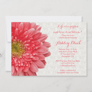 Coral Gerber Daisy Lace Bridal Shower Kaart