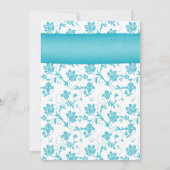 Coral Gerbera Daisy Aqua Floral Faire-part de mari (Dos)