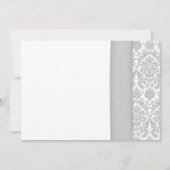 Coral Gerbera Daisy Gray Damask Wedding Invitation Kaart (Achterkant)