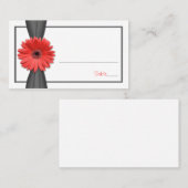 Coral Gerbera Daisy Grey Ribbon Wedding Place Card Plaatskaartje (Voorkant / Achterkant)