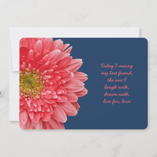 Coral Gerbera Daisy Marine Faire-part de mariage b (Dos)