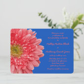 Coral Gerbera Daisy Royal Blue Faire-part de maria (Debout devant)