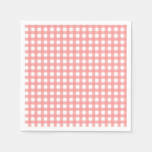 Coral Gingham Papieren servetten
