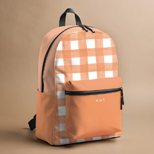 Coral Gingham Waterverf gepersonaliseerde naam Ini Bedrukte Rugzak