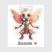 Coral Gold Cute Dancing Robot Pixie Sticker (Vel)