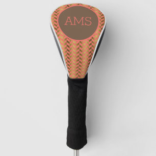 Coral Gold Herringbone Monogram Golfheadcover