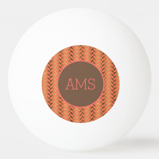 Coral Gold Herringbone Monogram Pingpongballen (Voorkant)
