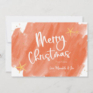 Coral & Gold Tropische Waterverf kerstkaart