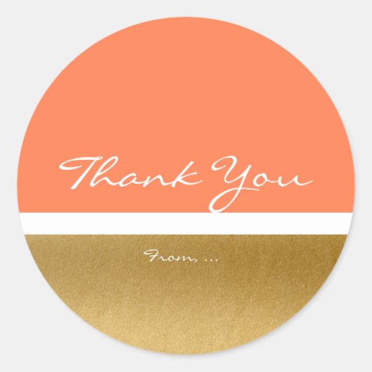 Coral & Gold White Modern Elegant Chic Sticker (Voorkant)