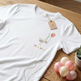 Coral Goose Ballon Mama Vrouwen Eerste Verjaardag T-shirt