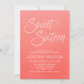 Coral Gradient Sweet 16 Anniversaire Invitation (Devant)