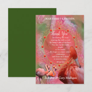 Coral, Gras & Pioenroze Bloemen RSVP Kaart