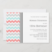 Coral Gray Chevron 16e anniversaire Invitation à l (Dos)