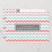 Coral Gray Chevron 16e verjaardag uitnodiging (Voorkant / Achterkant)
