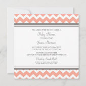 Coral Gray Chevron Custom Baby Shower Invitations (Dos)