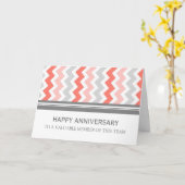 Coral Gray Chevron Jubileum Kaart (Gele Bloem)