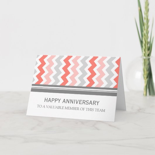 Coral Gray Chevron Jubileum Kaart (Voorkant)