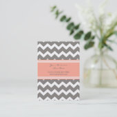 Coral Gray Chevron Retro Visitekaartjes (Staand voorkant)
