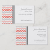Coral Gray Chevron Retro Visitekaartjes (Voorkant / Achterkant)