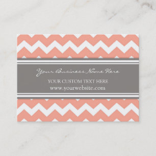 Coral Gray Chevron Retro Visitekaartjes