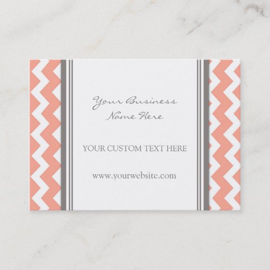Coral Gray Chevron Retro Visitekaartjes (Voorkant)