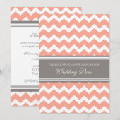 Coral Gray Chevron Wedding Vow Renewal Uitnodiging (Voorkant / Achterkant)