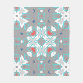 Coral Gray Mandala Pattern | Geometric Floral Boho Fleece Deken