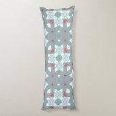 Coral Gray Mandala Pattern | Geometric Floral Boho Lichaamskussen (Achterkant (Verticaal))