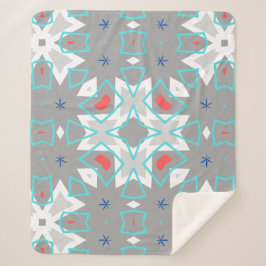 Coral Gray Mandala Pattern | Geometric Floral Boho Sherpa Deken