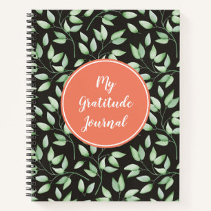 Coral & Green Leaves Custom Dankbaarheid Dagboek Notitieboek