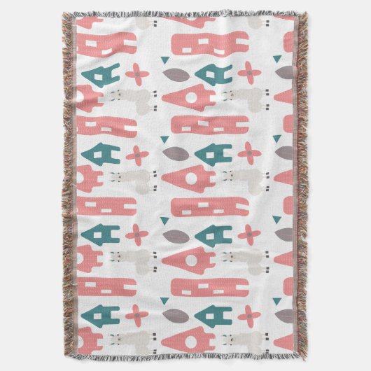 Coral Green Llama Alpaca Animal Homs Deken (Voorkant Verticaal)