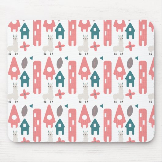 Coral Green Llama Alpaca Animal Homs Muismat (Voorkant)