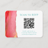 Coral Green QR Code Wedding RSVP Enclosure Kaart (Voorkant)