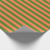 Coral & Green Stripes Patroon Inpakpapier (Hoek)