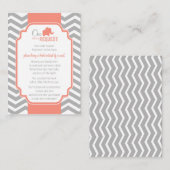 Coral Grey Chevron Baby shower Demande de carte (Devant / Derrière)