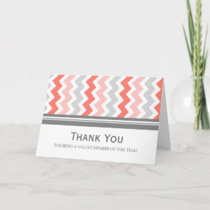 Coral Grey Chevron Employee Appreciation Kaart