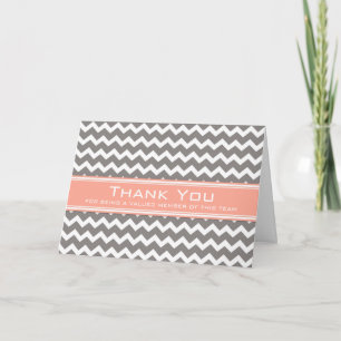 Coral Grey Chevron Employee Appreciation Kaart