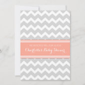 Coral Grey Chevron Invitations Personnalisées De D (Devant)