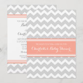 Coral Grey Chevron Invitations Personnalisées De D (Devant / Derrière)