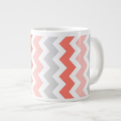 Coral Grey Chevrons Jumbo Coffee Mug (Devant droit)