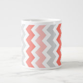 Coral Grey Chevrons Jumbo Coffee Mug (Devant)