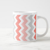 Coral Grey Chevrons Jumbo Coffee Mug (Droite)