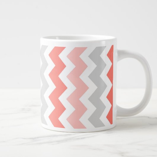 Coral Grey Chevrons Jumbo Coffee Mug (Droite)