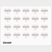 Coral Grey Damask Monogram Envelop Seal Hart Sticker (Vel)