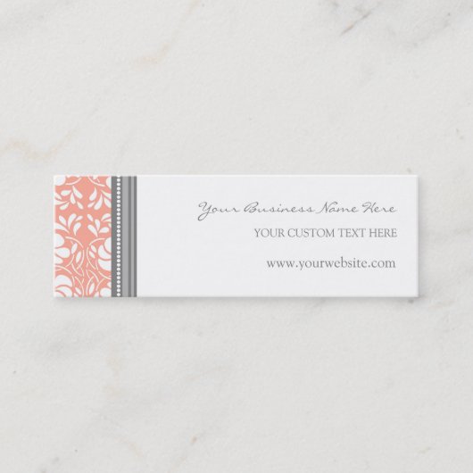 Coral Grey Damask Visitekaartjes (Voorkant)