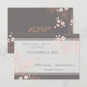 Coral Grey Floral RSVP Weddenschap Card (Voorkant / Achterkant)