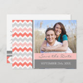 Coral Grey Foto Sla de datum bruiloft Briefkaarten (Voorkant / Achterkant)