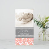 Coral Grey Modèle Nouveau Faire-part de naissance  (Debout devant)