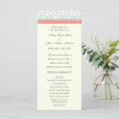 Coral Grey Off White Damask Wedding Program Programma (Staand voorkant)
