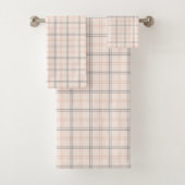 Coral Grey Plaid Towels Soft Modern Bathroom (En situation)